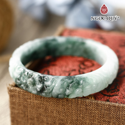 Vòng cẩm thạch phỉ thúy khắc họa tiết mệnh hỏa, mộc - Ngọc Quý Gemstones