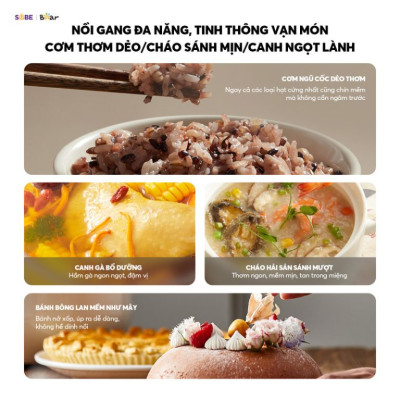 Nồi cơm điện 1,5L Bear DFB-J40Q5 (RC-4H40Y) Hàng Chính Hãng