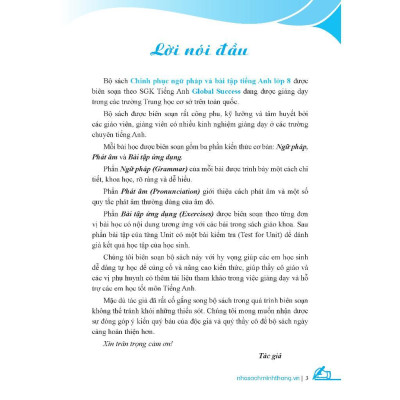 Sách - Global Success - Chinh Phục Ngữ Pháp Và Bài Tập Tiếng Anh Lớp 8 - Tập 1 - Minh Thắng