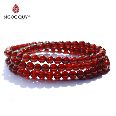 Vòng tay 3 line đá garnet ngọc hồng lựu AAA hạt 5mm mệnh hỏa, thổ - Ngọc Quý Gemstones