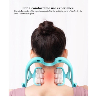 Combo 2 Cái Dụng Cụ Massage Cột Sống Cổ Vai Cầm Tay 6 Con Lăn, Mát Xa Cổ Vai Gáy Máy Massage