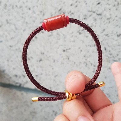 Vòng Tay Nữ Lu Trúc ĐỎ Dây Nâu Đậm Sang Kiểu Xinh  Chất Liệu Đá Cẩm Thạch Tự Nhiên màu đỏ chiến thắng  Dành cho tất cả Nữ mệnh Hỏa nữ mệnh Thổ đeo tốt đẹp ạ