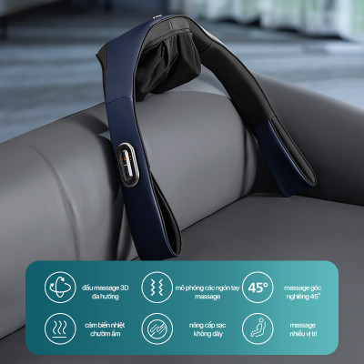 Máy masage cổ vai gáy Philips PPM3521 không dây đầu massage 3D - Hàng chính hãng