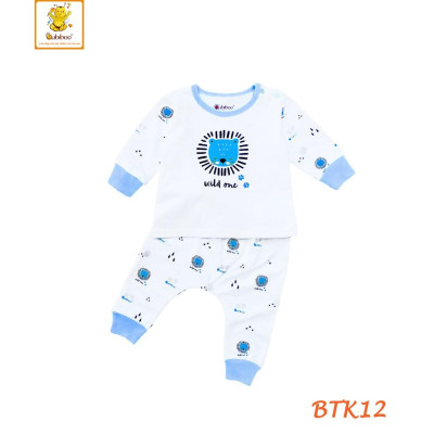 Bộ sơ sinh sư tử cotton 4 chiều tay dài BABIBOO - BTK12