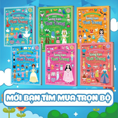 Sách - Sáng Tạo Thời Trang - Combo 6 Cuốn - Bóc Dán Hơn 100+ Stickers Quần Áo, Phụ Kiện Cho Bé Gái - Megabook