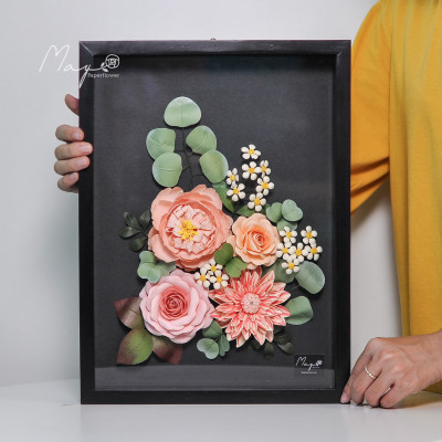 Tranh hoa giấy handmade trang trí cao cấp  SNAPSHOT Secret Garden 30x40cm - Maypaperflower Hoa giấy nghệ thuật