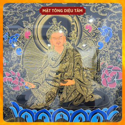 Tranh Thangka Phật Liên Hoa Sinh – Tranh thủ công Liên Hoa Sanh Họa Sư Vẽ Tay Nepal Cao Cấp Tâm Linh Mật tông Diệu Tâm