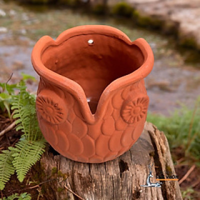 Chậu Treo Gốm Đất Nung Hình Cú  D15cm X H16cm