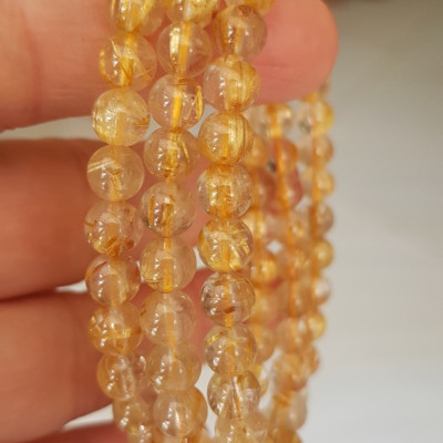  Vòng thạch anh tóc vàng tự nhiên trong bóng đẹp size hạt 5mm - 6mm các Chị em nữ đeo kiểu quấn 3 vòng tay màu vàng tươi sáng bóng chuẩn hợp nữ mệnh kim thổ  thủy đeo quyến rũ xinh đẹp trẻ trung may mắn đặc biệt tốt sức khỏe công việc tài lộc rẻ đẹp ạ