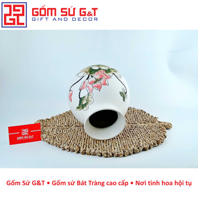 Lọ hoa dáng rọ vẽ sen Gốm Sứ G&T