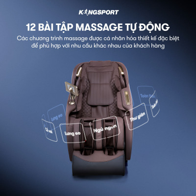 Ghế massage KINGSPORT G89 cao cấp con lăn 3D,chế độ quét cơ thể thông minh, công nghệ lọc khí Ion âm, túi khí xoay bắp chân