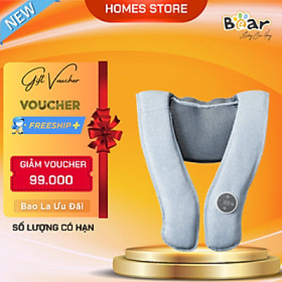 Máy Massage Cổ Vai Gáy, Máy Đấm Lưng Bear AMQ-A01X1 Gồm 4 Kỹ Thuật Đấm Lưng Gồm 16 Cường Độ Massage Như Người Thật - Hàng Chính Hãng