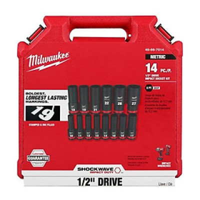 BỘ ĐẦU KHẨU SIẾT BU LÔNG 1/2 BỘ 14 PCS MILWAUKEE 49-66-7014 - HÀNG CHÍNH HÃNG