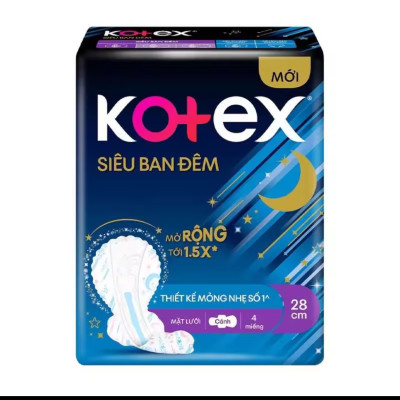Combo 8 Gói Băng Vệ Sinh Kotex Siêu Ban Đêm 28cm - Mỗi Gói 4 Miếng -HSD luôn mới