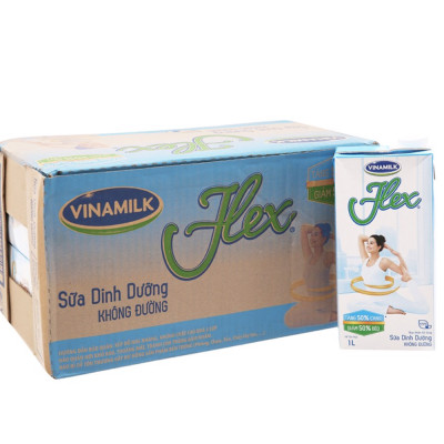 Thùng 12 Hộp Sữa tiệt trùng Flex không đường 1L