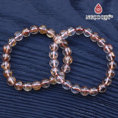 Vòng thạch anh tóc đỏ hạt trong AAA hạt 8mm mệnh hỏa, thổ - Ngọc Quý Gemstones