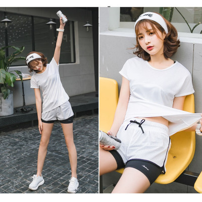 set quần áo thể thao tập gym yoga nữ ngẵn ( áo thun + quần đùi + áo bra nữ ) set 3 chi tiết