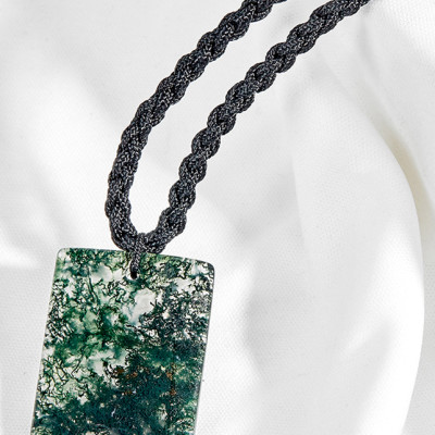 Mặt dây chuyền băng ngọc thủy tảo vuông xanh lá Ngọc Quý Gemstones