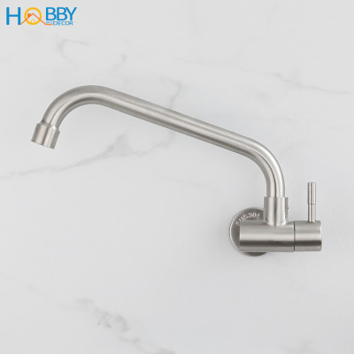 Vòi rửa chén lạnh gắn tường inox 304 ren 21 Hobby Home Decor VT1