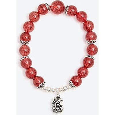 Vòng tay thạch anh dâu phối cú bạc Ngọc Quý Gemstones