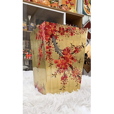 Thùng rác / Chậu hoa sơn mài dát vàng cẩn trứng sang trọng