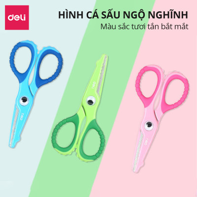Kéo Thủ Công Cắt Giấy Deli Kéo Học Sinh Đầu Tròn An Toàn Và Dễ Sử Dụng Đối Với Trẻ Nhỏ Thiết Kế Ngộ Nghĩnh Nhiều Màu Sắc