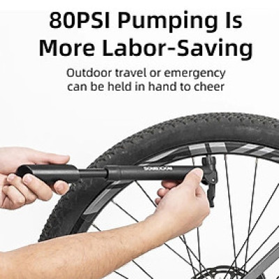 Bơm Xe Đạp Mini Treo Xe Gắn Khung Sườn Có Đế Gắn Sử Dụng Khẩn Cấp 80Psi Siêu Nhẹ GỒM 1 Bơm, 1 giá đỡ, 2 vít