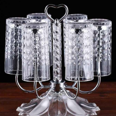 GIÁ ÚP CỐC ĐỂ BÀN INOX CAO CẤP CHÂN PHA LÊ - GIÁ ĐỠ ÚP LY CỐC INOX & THỦY TINH PHA LÊ LUXURY THOÁT NƯỚC XOAY  PHONG CÁCH CHÂU ÂU SANG TRỌNG