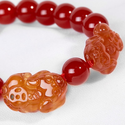 Vòng Đá Mã Não Đỏ Phối 2 Tỳ Hưu Ngọc Quý Gemstones