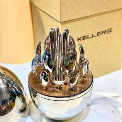 SET DAO DĨA 24 MÓN KELLER HÌNH QUẢ TRỨNG INOX Hàng chính hãng