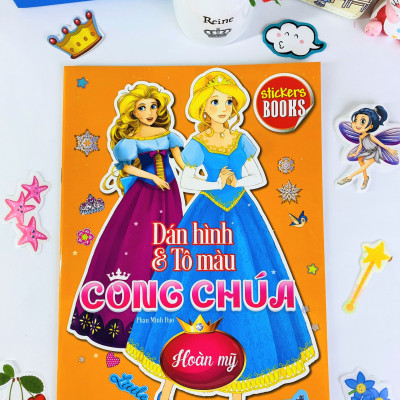 Sách - Combo 6 cuốn Dán hình và tô màu Công Chúa - ndbooks