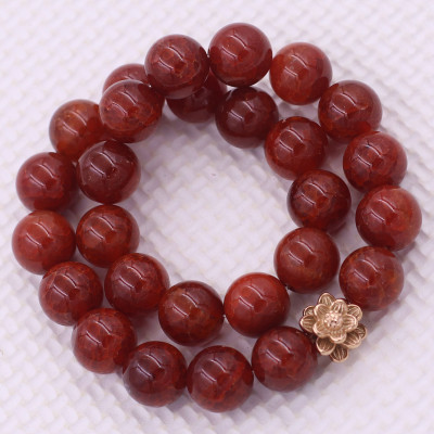 [Mệnh Hỏa, Thổ] Vòng Chuỗi Niệm Phật Đá Vân Rồng Đỏ Rạn 14 Ly 27 Hạt Charm Hoa Sen Inox, Vòng Chuỗi Phật Giáo, Chuỗi Niệm Phật Hạt To - Phong Thủy 868