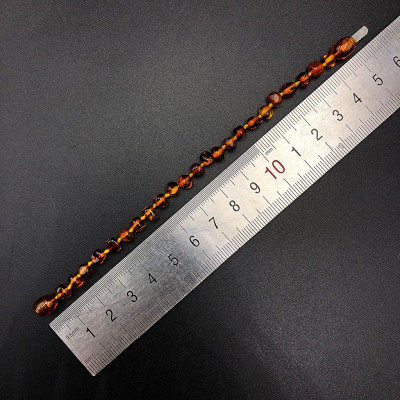 Vòng Tay Lắc Tay Hổ Phách Cho Bé Nhựa Thông Tự Nhiên Màu Đậm An Toàn Cho Bé BẠC HIỂU MINH LTE130S