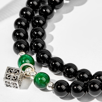 Vòng tay đôi đá obsidian phối cẩm thạch sơn thủy Ngọc Quý Gemstones