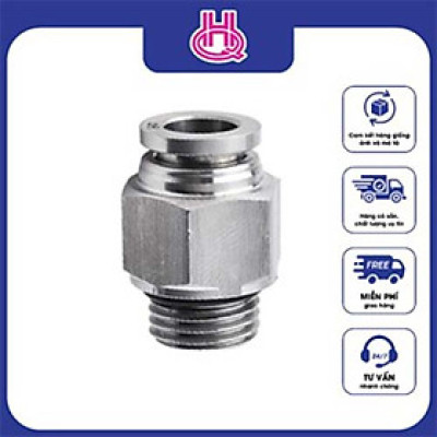 Đầu nối thẳng khí nén SPC bằng thép không gỉ cho dây hơi khí nén, cút nối hơi khí nén - Hàng chính hãng