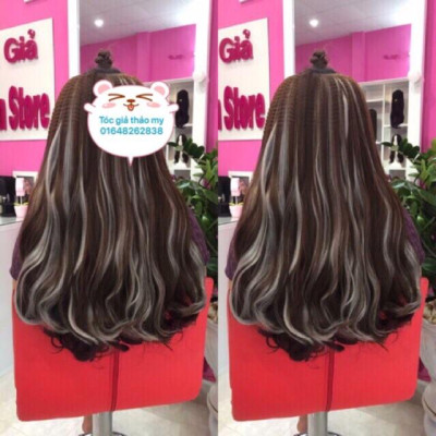 Tóc giả nữa đầu Kẹp phím móc line cao cấp- hình thật