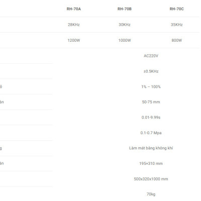 Máy hàn siêu âm Rama RH-70 Tần số 28KHz/ 30KHz/ 35KHz/ 40KHz - Hàng chính hãng