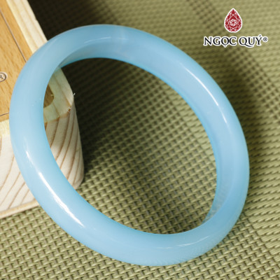 Vòng tay chalcedony thiên thanh bản hẹ (bản 10 - 11mm) - Ngọc Quý Gemstones
