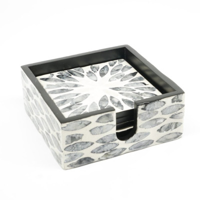 Lót ly vuông khảm trai ECOHUB bộ 6 miếng