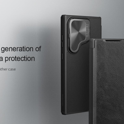 BAO DA cho SAMSUNG GALAXY S24 ULTRA 5G - S24+ 5G NILLKIN QIN PROP - bảo vệ Camera kiêm giá đỡ - Hàng chính hãng