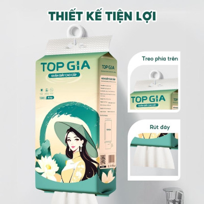 Khăn giấy Top Gia treo tường Sắc Việt, siêu mềm mịn, an toàn cho da, bịch 1280 tờ
