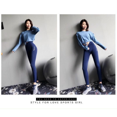 Gym, Yoga, Aerobic Nữ Dáng Dài Chất Liệu Vải Dệt Kim Co Giãn, Cạp Cao Thấm Mồ Hôi Tốt