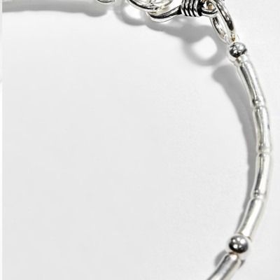 Vòng Tay Bạc 1 Hạt Đá Cẩm Thạch Phối Charm Bàn Tay Hamsa Bạc Ngọc Quý Gemstones