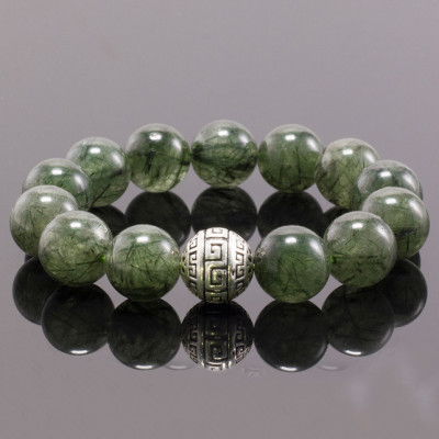 Vòng Tay Đá Thạch Anh Tóc Xanh Phối Charm Bạc (14mm) Ngọc Quý Gemstones