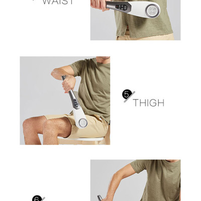 Máy mát xa cầm tay pin sạc 5 đầu, 5 chế độ, 6 tốc độ PULI PL-620DC - Cán tay cầm dài, hỗ trợ điều trị đau nhức mỏi toàn thân