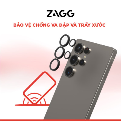 Kính Camera Dành Cho Galaxy S25 Ultra ZAGG Camera InvisibleShield Kèm Khung Dán Chống Trầy Xước, Chống Va Đập_ Hàng Chính Hãng