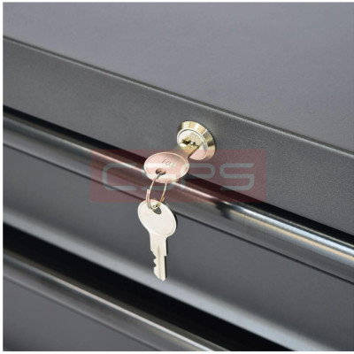 Bộ 2 Tủ dụng cụ CSPS 122cm 2 hộc kéo màu đen mặt ván gỗ kèm vách lưới