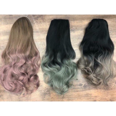 Tóc giả kẹp nửa đầu ombre đủ màu cao cấp- hình thật