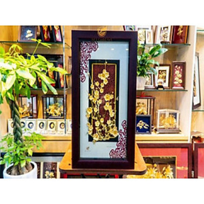 Tranh hoa mai dát vàng (39x69cm) MT Gold Art- Hàng chính hãng, trang trí nhà cửa, phòng làm việc, quà tặng sếp, đối tác, khách hàng, tân gia, khai trương 