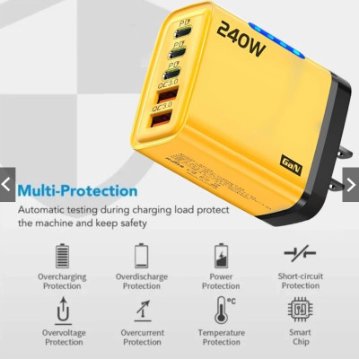 Bộ sạc cao cấp GaN 240W - Sạc siêu nhanh USB 5 cổng PD có đèn LED, Sạc siêu nhanh Type C cho máy tính xách tay, điện thoại và MacBook - miếng lót chuột